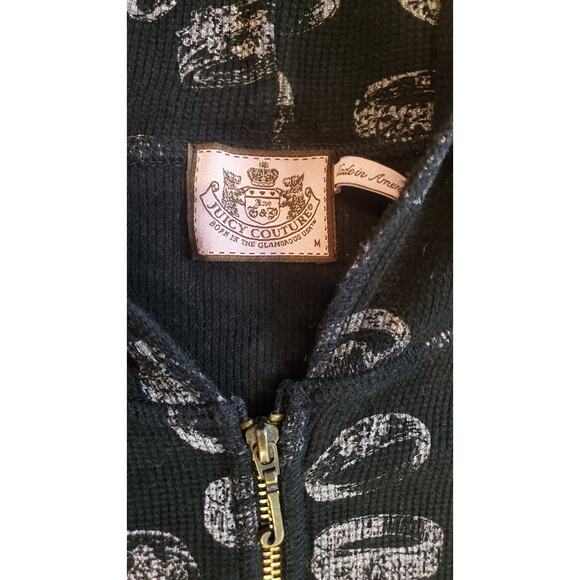 Rare Y2K Vintage Juicy Monogram Diamond Ring Black Hoodie M Zip-Up - Picture 3 of 9